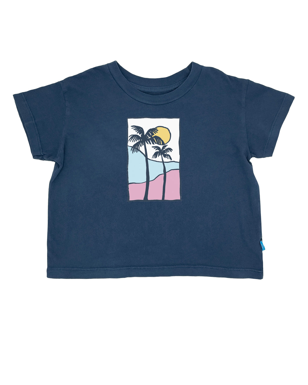 Palm Sunset Crop Tee - Navy