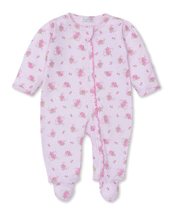 Pink Rose Scroll Footie w/ Zip PRT - Pink