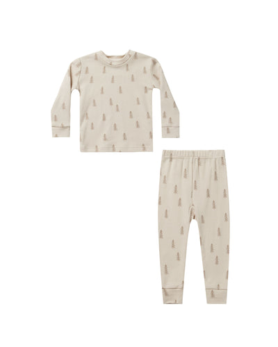 Trees Organic Pajama Set - Natural