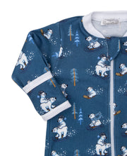 Load image into Gallery viewer, PJs Toboggan Bear Tracks Footie w/ Zip PRT - Blue