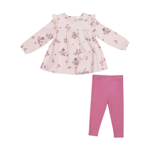 French Terry Woodsorrel - Ruffle Top  Tunic And Rib Legging