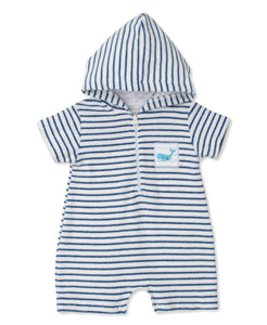 Watercolor Whales Terry Romper STR - Blue
