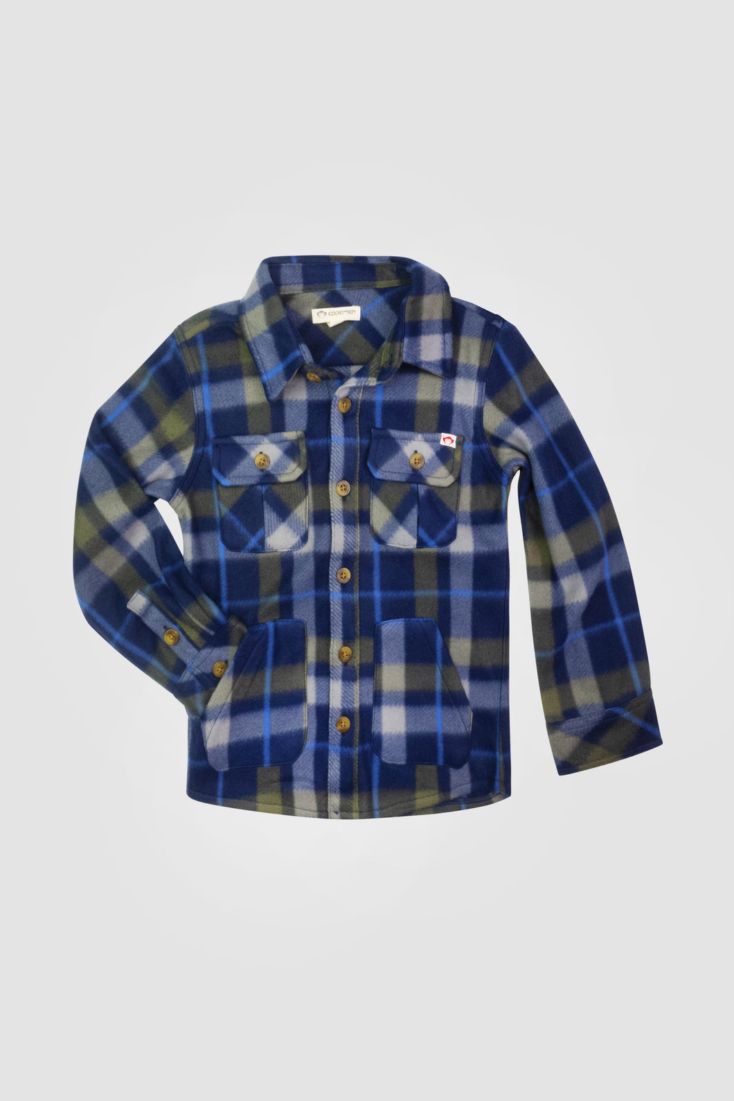 Snow Fleece Shirt - Olive/Navy Plaid