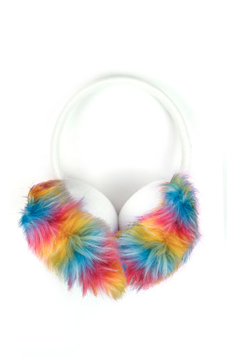 Earmuffs - White Rainbow