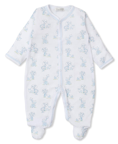 Gingham Jungle Footie PRT - Light Blue