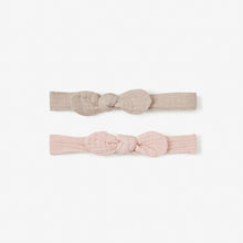 Load image into Gallery viewer, Muslin Bow Taupe &amp; Pink Headband