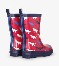 Load image into Gallery viewer, T-Rex Silhouettes Shiny Rain Boots - Scarlet