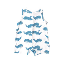 Load image into Gallery viewer, Blue Whales / Blue Slevless Shortie  Romper
