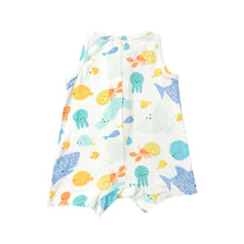 Load image into Gallery viewer, Dashed Underwater/White Shortie  Romper