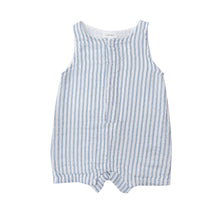 Load image into Gallery viewer, Nautical Ticking Stripe/Blue Slevless  Shortie Romper
