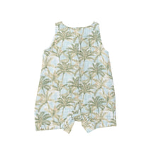 Load image into Gallery viewer, Palm Birds/Corydalis Blue Slvless  Romper