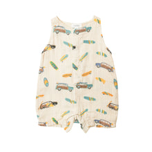 Load image into Gallery viewer, Woody Surf Sharks/Tan Shortie  Romper