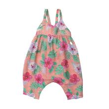 Load image into Gallery viewer, Hibiscus/Pink Tie Back Romper