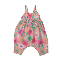 Load image into Gallery viewer, Hibiscus/Pink Tie Back Romper