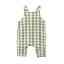 Load image into Gallery viewer, Sage Gingham Overalls