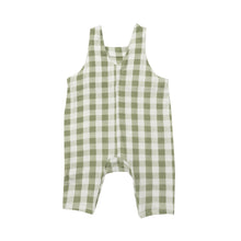 Load image into Gallery viewer, Sage Gingham Overalls