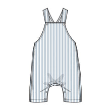 Load image into Gallery viewer, Nautical Ticking Stripe/Blue Overalls