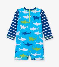 Load image into Gallery viewer, Great White Sharks Baby One-Piece Rashguard - Blue