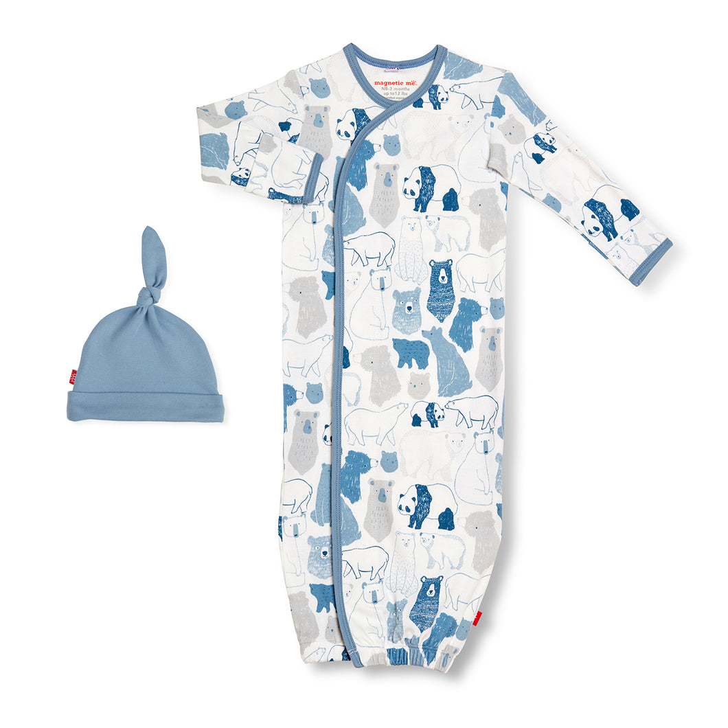 Unbearably Cute Organic Cotton Magnetic Gown + Hat