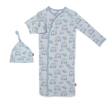Load image into Gallery viewer, Blue Love You a Ton Modal Magnetic Sack Gown &amp; Hat Set