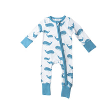 Load image into Gallery viewer, Blue Whales 2-Way Zipper Romper