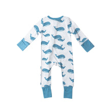 Load image into Gallery viewer, Blue Whales 2-Way Zipper Romper