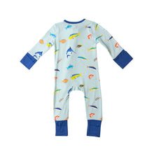 Load image into Gallery viewer, Tropical Fish Boy/Blue 2 Way Zipper  Romper