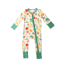 Load image into Gallery viewer, Veggie Life/White Zipper Romper