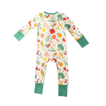 Load image into Gallery viewer, Veggie Life/White Zipper Romper