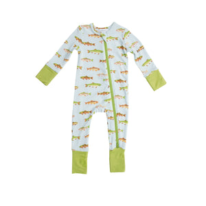 Freshwater Fish 2 Way Zipper Romper Blue