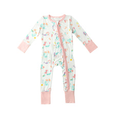 Load image into Gallery viewer, Mermaids/White 2 Way Zipper Romper
