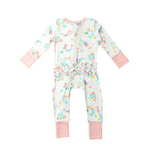 Load image into Gallery viewer, Mermaids/White 2 Way Zipper Romper