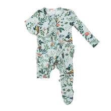 Load image into Gallery viewer, Woodland Bird And Nest 2 Way Ruffle Zipper Footie