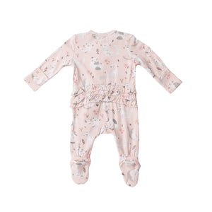 Pretty Kittens/Pink 2 Way Ruffle Zipper Footie