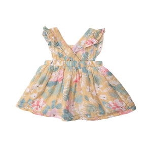 Floral Flamingos/Brown Pinafore Top &  Bloomer