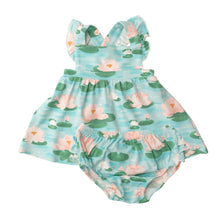 Load image into Gallery viewer, Lily Pads/Blue Pinafore Top &amp; Bloomer