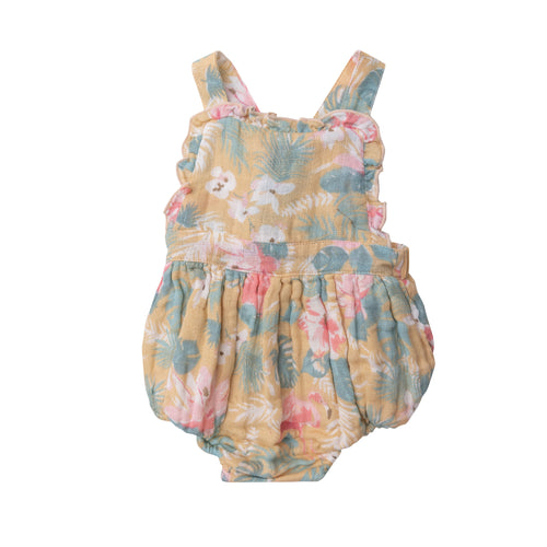 Floral Flamingos/Brown Ruffle Bubble