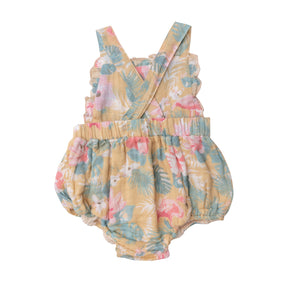 Floral Flamingos/Brown Ruffle Bubble