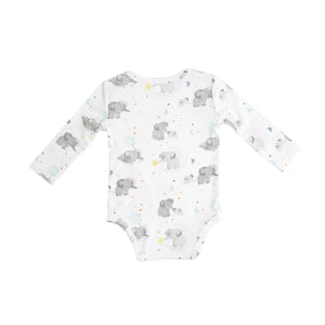 Elephants Lap Shoulder Bodysuit - White