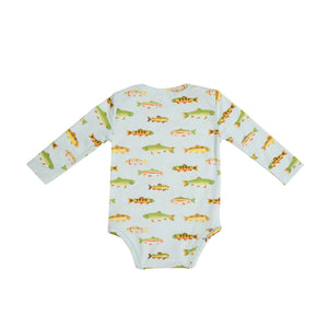 Freshwater Fish Lap Shoulder Bodysuit  Blue