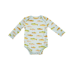 Freshwater Fish Lap Shoulder Bodysuit  Blue