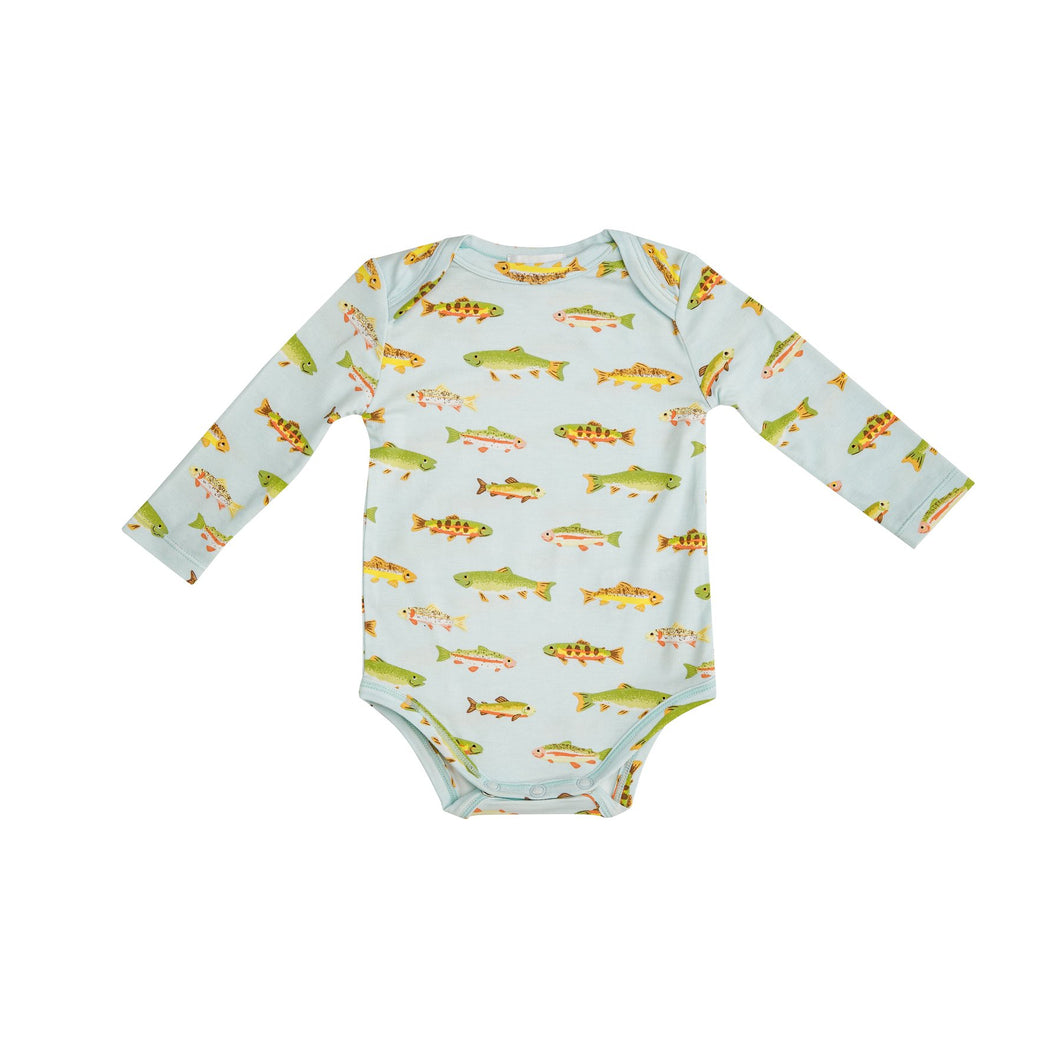 Freshwater Fish Lap Shoulder Bodysuit  Blue