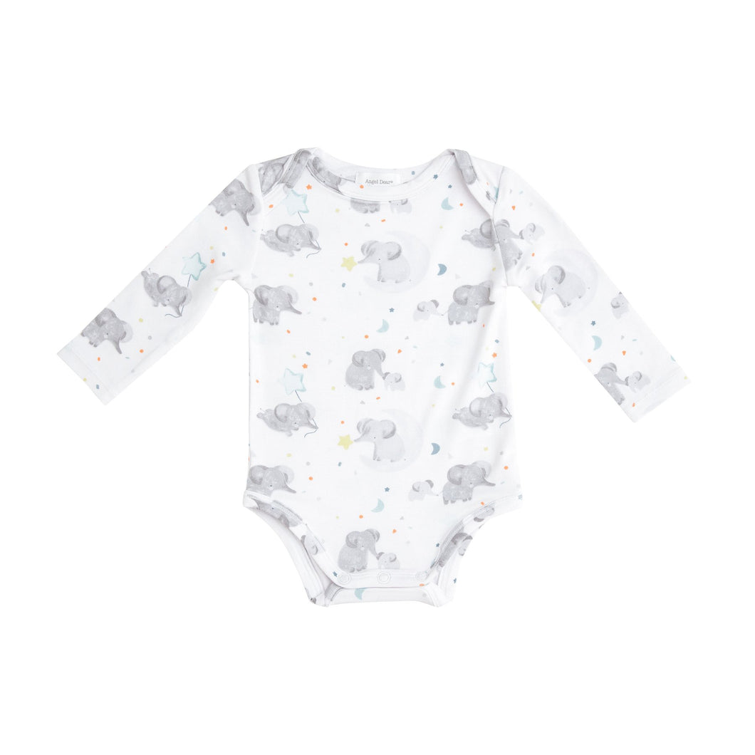 Elephants Lap Shoulder Bodysuit - White