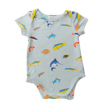 Load image into Gallery viewer, Tropical Fish Boy/Blue S/S Bodysuit