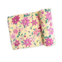 Load image into Gallery viewer, Clematis/Yellow Swaddle Blanket