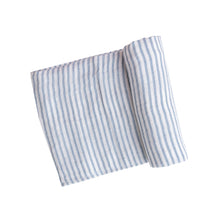 Load image into Gallery viewer, Nautical Ticking Stripe/Blue Swaddle  Blanket