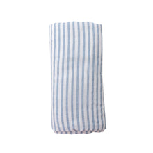 Load image into Gallery viewer, Nautical Ticking Stripe/Blue Swaddle  Blanket