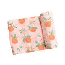 Load image into Gallery viewer, Orange Blossom/ Pink Swaddle Blanket