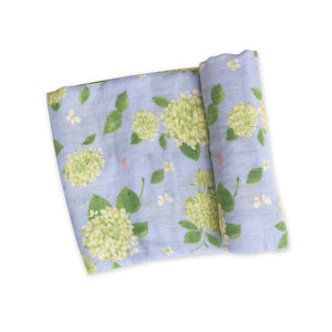 Hydrangea Muslin/ Blue Swaddle  Blanket