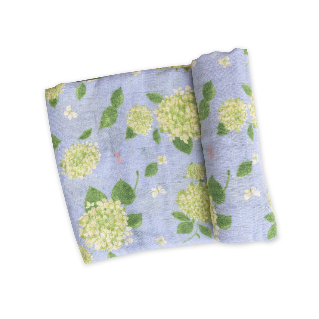 Hydrangea Muslin/ Blue Swaddle  Blanket